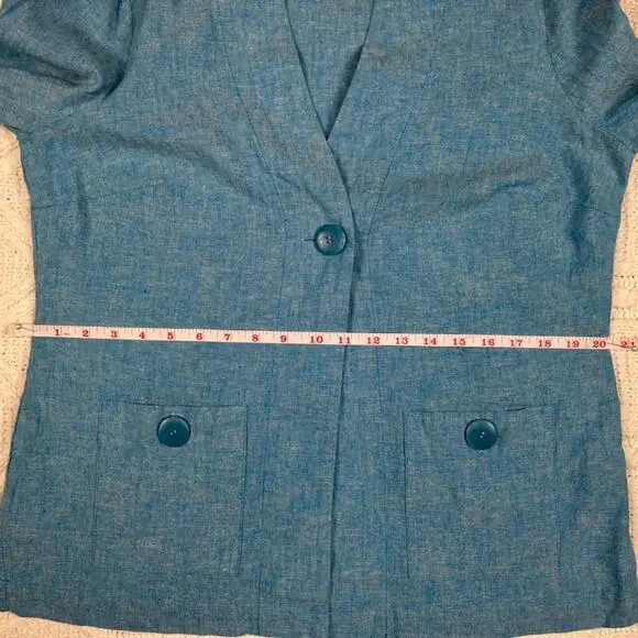 NWT VTG NORM THOMPSONBlue Linen & Cotton Blend Lightweight BlazerWomen's